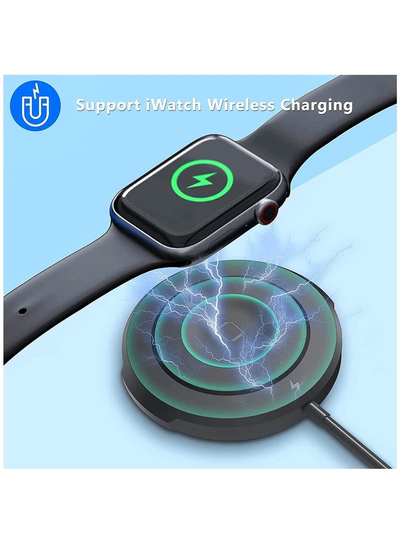 KASTWAVE Wireless Charger, 3 in 1 Mag Safe Wireless Charging Pad with USB C 3.28 FT Cable for iPhone 12/13 Series and Other Qi Phone, iWatch, and Airpods (Adapter Not Included) - Image 5