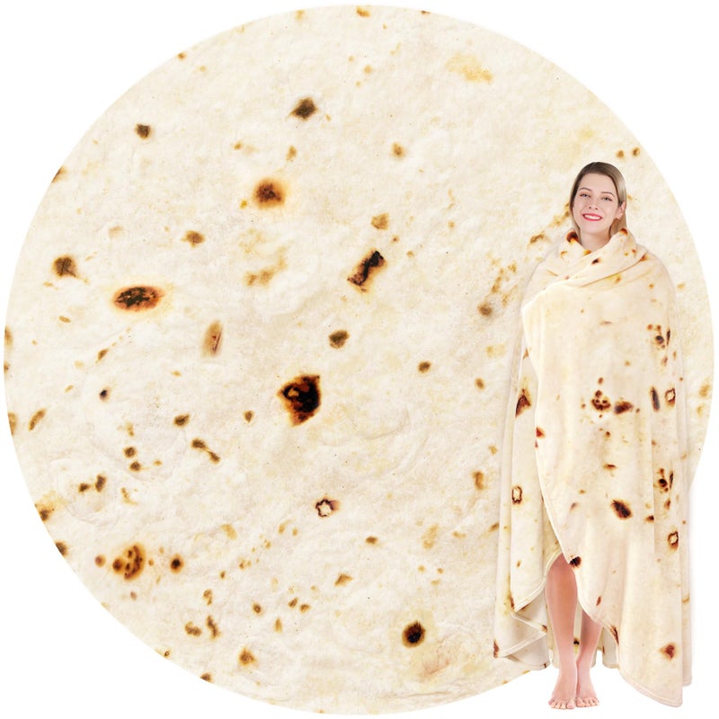 Jorbest Burritos Tortilla Wrap Blanket Adult Kids and Baby Size Birthday Gifts, Double Sided Food Throw Blanket Funny Gifts for Women Men Teen, 285 GSM Soft Flannel Taco Blanket (Yellow, 60 inches) - Image 1