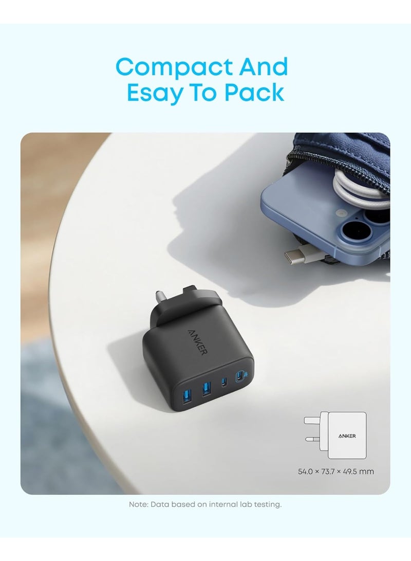 شاحن أنكر زولو USB C، محول حائط 4 منافذ مع 50 واط كحد أقصى، 2 USB-C و 2 USB-A، مدمج ومستقر، لجهاز iPhone 17/16، MacBook، iPad، Galaxy، والمزيد (أسود، الكابل غير متضمن) - Image 5