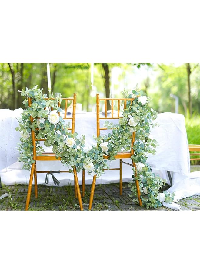 erorex Rose Silk Flower Garland Artificial Flower Vines Rose Garland Silk Lifelike Floral Banner For Home Office Wedding Party Garden Craft Wedding Vaulted Table Decoration Champagne 1 Piece - Image 1