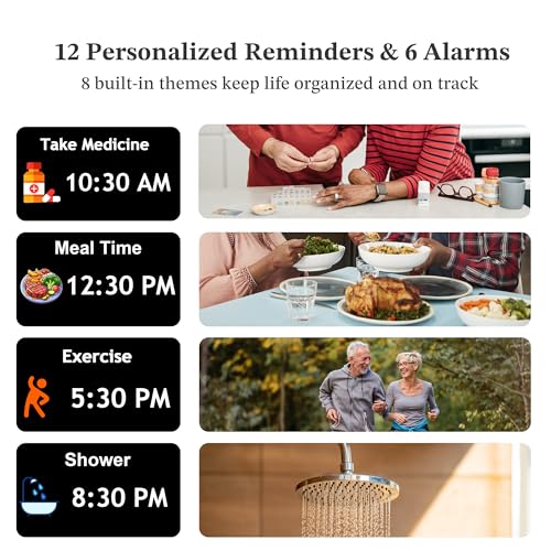 Pastigio 2025 NEW, Digital Clocks, 7'' Dementia Clock with Date and Time for Elderly, Auto-Dimming, 12 Reminders & 6 Alarms, Button & Remote Control, Auto DST, Digital Calendar for Seniors Large Display - Image 5