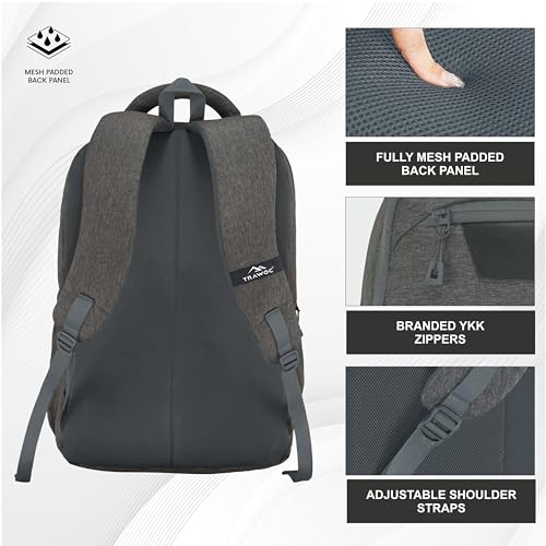 TRAWOC 30L Laptop Backpack TPB04 | Office & Travel Bag with 16-Inch Laptop Compartment, USB Charging Port & 3-Year Warranty -Ash brown - Image 4