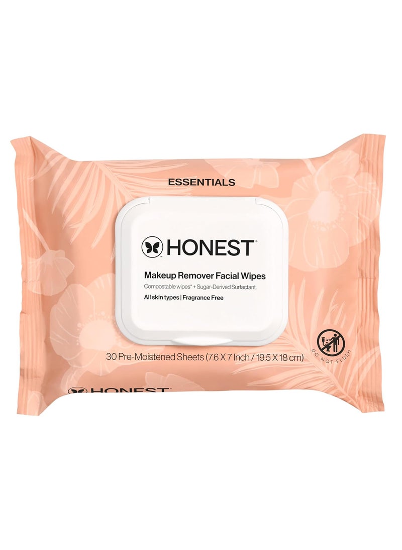 Honest Beauty Honest Beauty Fragrance Free Cleansing Makeup Remover Facial Wipes  Plant Based Hypoallergenic Gentle for Sensitive Skin  30 Count 