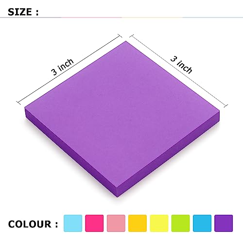 Eastern Wolf Pop Up Sticky Notes 3x3 inch, 8 Bright Multi Colors,Accordion Self-Stick Notes, Purple Sticky Notes 8 Pads 80 Sheet/Pad - Image 3