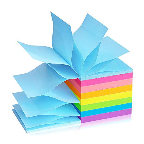 Eastern Wolf Pop Up Sticky Notes 3x3 inch, 8 Bright Multi Colors,Accordion Self-Stick Notes, Purple Sticky Notes 8 Pads 80 Sheet/Pad - Image 1