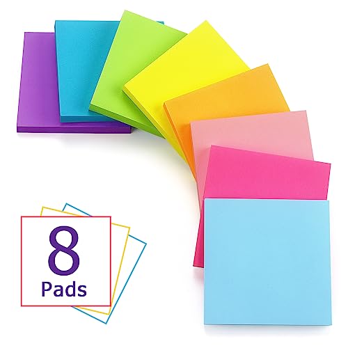 Eastern Wolf Pop Up Sticky Notes 3x3 inch, 8 Bright Multi Colors,Accordion Self-Stick Notes, Purple Sticky Notes 8 Pads 80 Sheet/Pad - Image 2