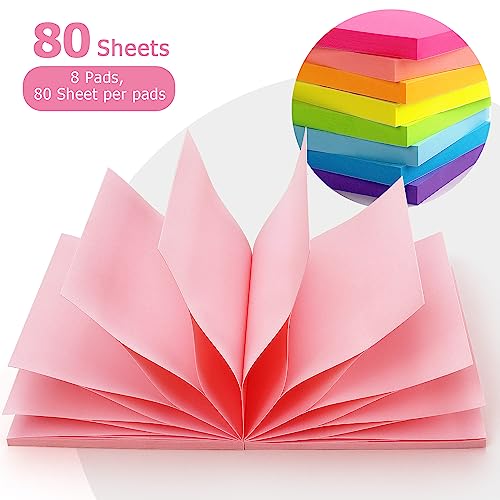 Eastern Wolf Pop Up Sticky Notes 3x3 inch, 8 Bright Multi Colors,Accordion Self-Stick Notes, Purple Sticky Notes 8 Pads 80 Sheet/Pad - Image 4