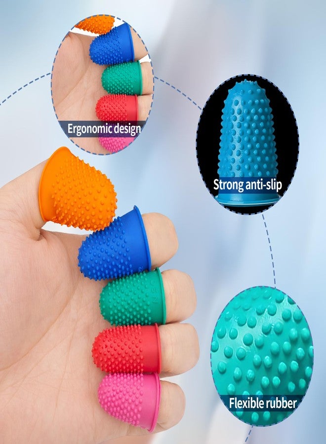 Creztail 30 pcs Rubber Thimble, Rubber Finger Tips, Office thimbles for Hand Embroidery, Cutting, Knitting & Counting, dedos de silicona para las Manos, dedales para Coser，Thumb Thimble in 5 Sizes and Colors - Image 5