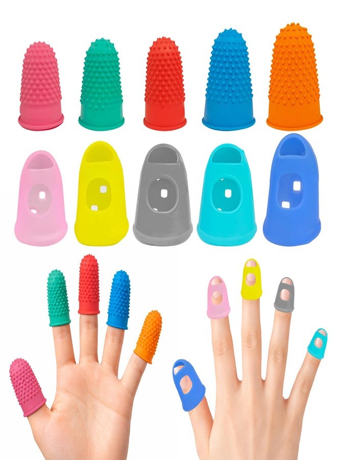 Creztail 30 pcs Rubber Thimble, Rubber Finger Tips, Office thimbles for Hand Embroidery, Cutting, Knitting & Counting, dedos de silicona para las Manos, dedales para Coser，Thumb Thimble in 5 Sizes and Colors - Image 1