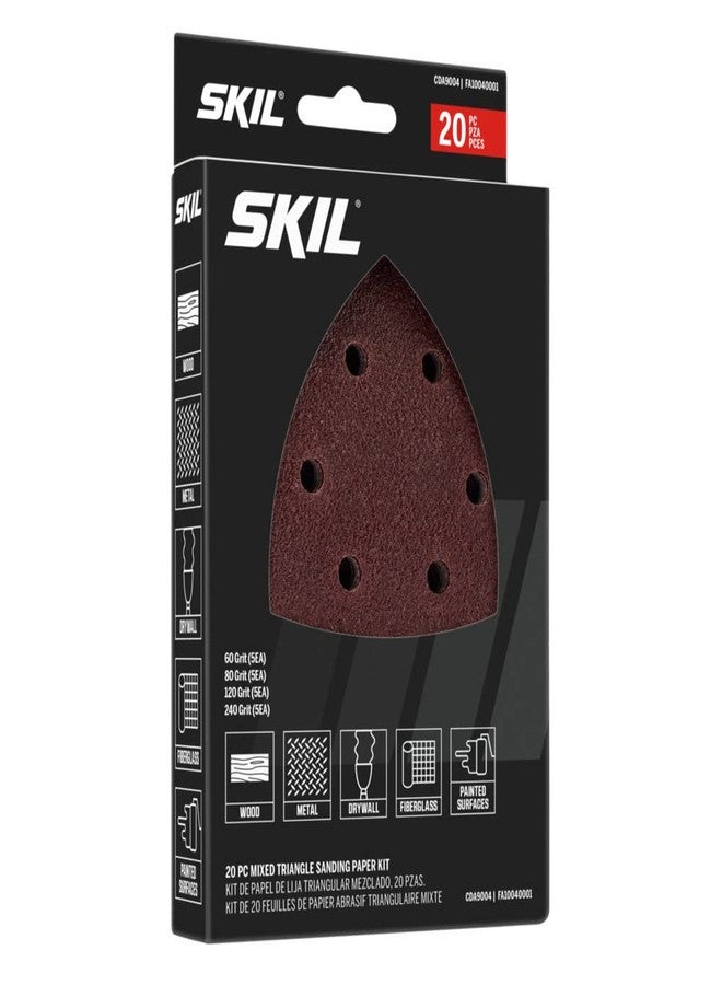 SKIL 20-Piece Mixed 60/80/120/240 Grits Mouse Detail Sanding Paper Kit for SKIL Sanders SR232301/SR250801/SR6607B-10 - CDA9004 - Image 3
