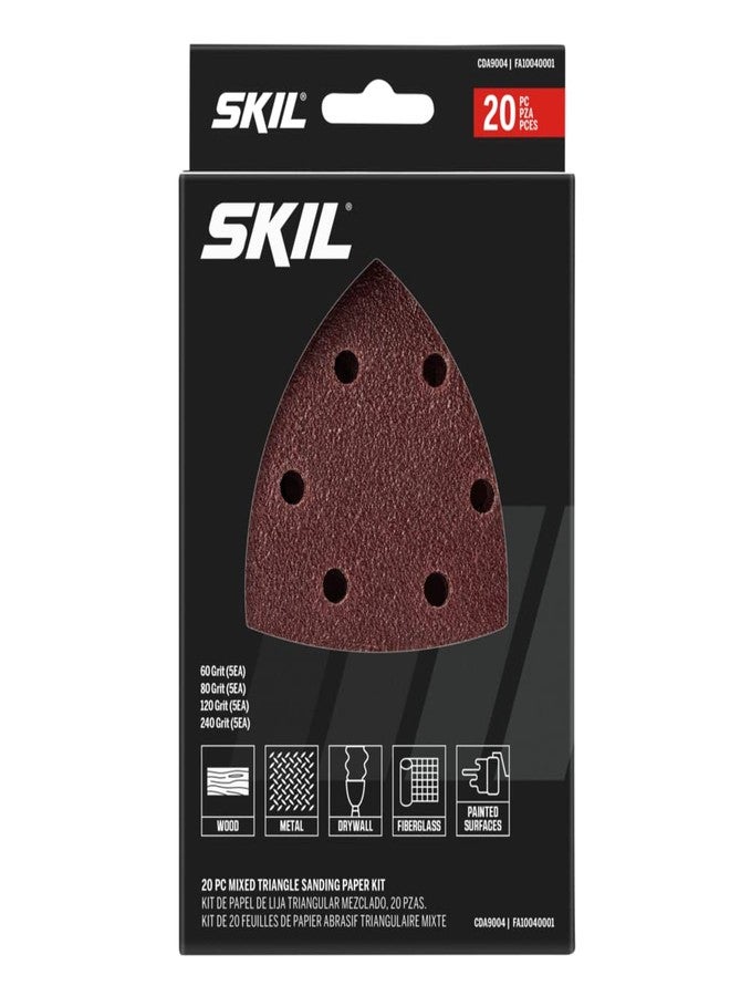 SKIL 20-Piece Mixed 60/80/120/240 Grits Mouse Detail Sanding Paper Kit for SKIL Sanders SR232301/SR250801/SR6607B-10 - CDA9004 - Image 2