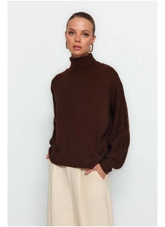 trendyol Brown Basic Turtleneck Knitwear Sweater TWOAW21KZ0485  - Image 3