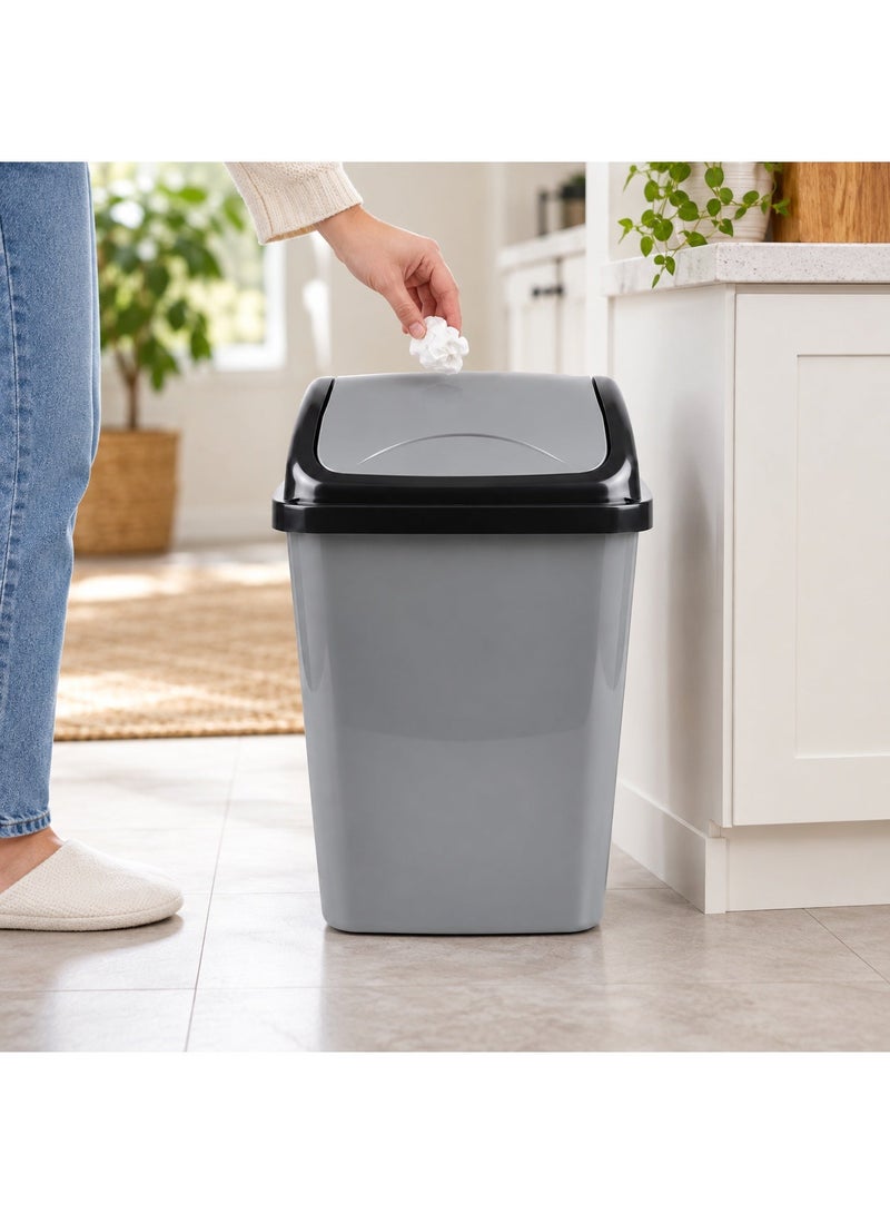 Plastic Swing Top Trash Bin 20L – Grey & Black – Easy-Clean Waste Bin for Kitchen, Bathroom & Office – Code 701 - Image 5