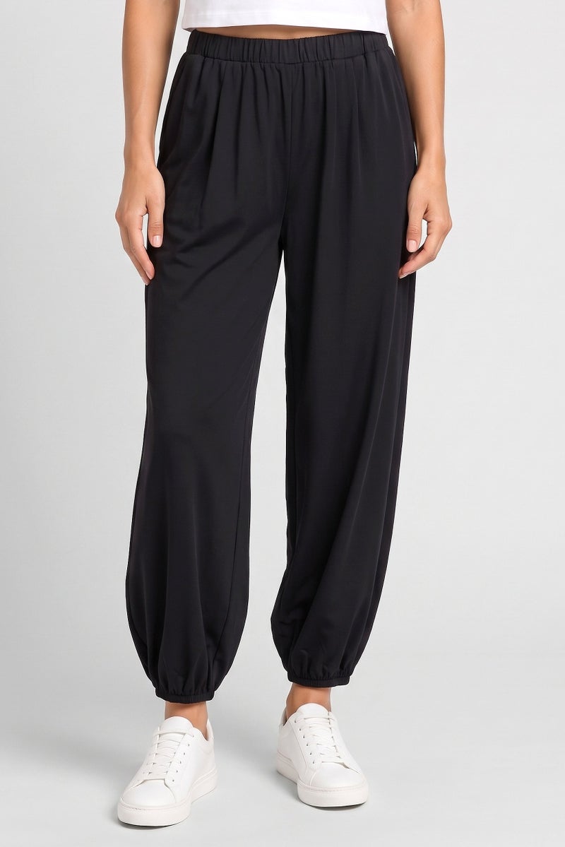 Threadbare Women Ballon Fit Solid Jogger Pants, Black - Image 1