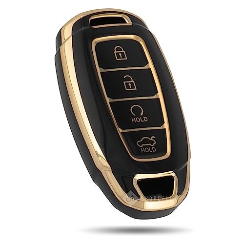 Shopoflux® TPU Key Cover Compatible with Hyundai Verna 2023 2024 | i20 Facelift N Line N8 Car 4 Button Smart Key (Black) - Image 1