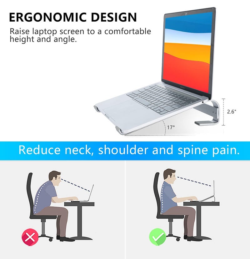 KYQEE Laptop Stand for Desk, Ergonomic Aluminum Laptop Riser, Ventilated Notebook Stand Compatible with MacBook Air Pro, Dell XPS, HP, More 11-17.3 Inches Work from Home - Image 3