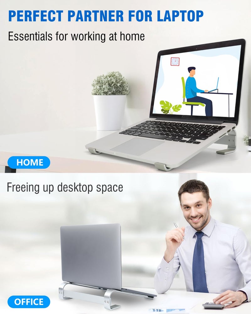 KYQEE Laptop Stand for Desk, Ergonomic Aluminum Laptop Riser, Ventilated Notebook Stand Compatible with MacBook Air Pro, Dell XPS, HP, More 11-17.3 Inches Work from Home - Image 2