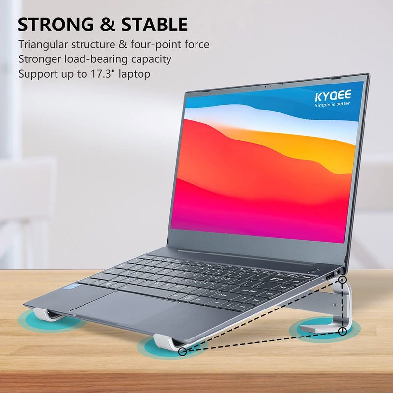 KYQEE Laptop Stand for Desk, Ergonomic Aluminum Laptop Riser, Ventilated Notebook Stand Compatible with MacBook Air Pro, Dell XPS, HP, More 11-17.3 Inches Work from Home - Image 4