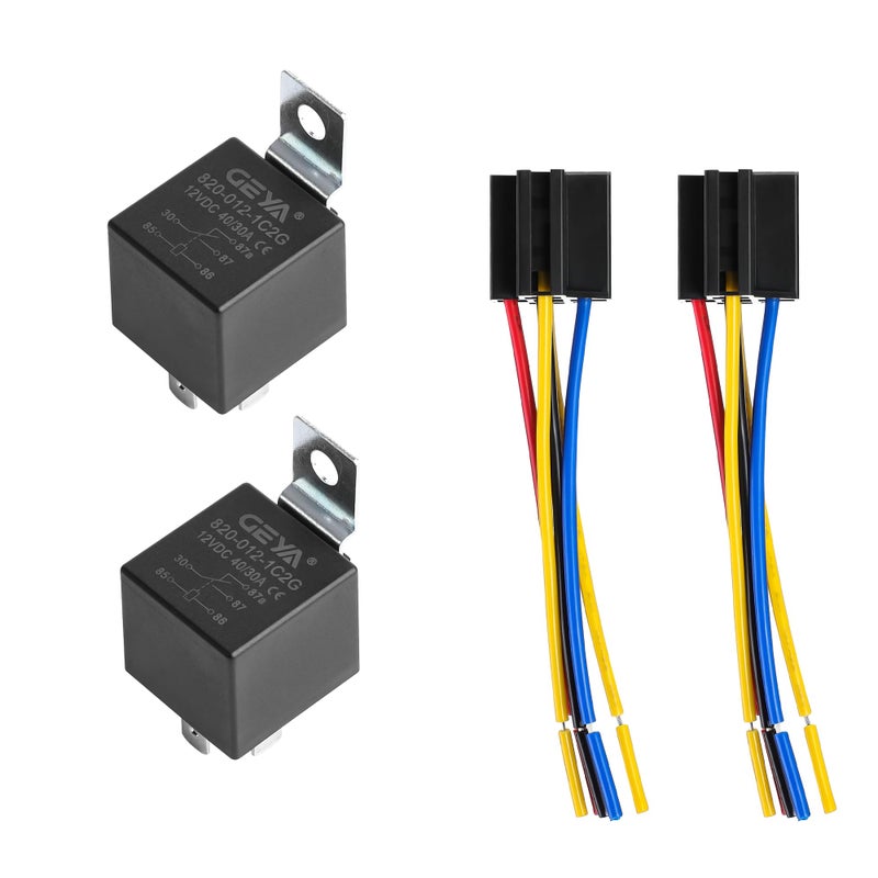 IGOYE 2PCS Automotive Relays 5pin 4030A12V Relay with Interlocking Relay Socket and Wiring Harness for Automotive Boat Truck MotorcyclePack of 2 - Image 3