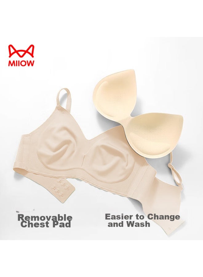 MIIOW Miiow Soft Support Bra For Women, Push-up Bra For Small Breasts, Anti-sagging, Seamless, Wireless, Sexy, Push-up Brassiere, Nude Color, Xl - Image 4