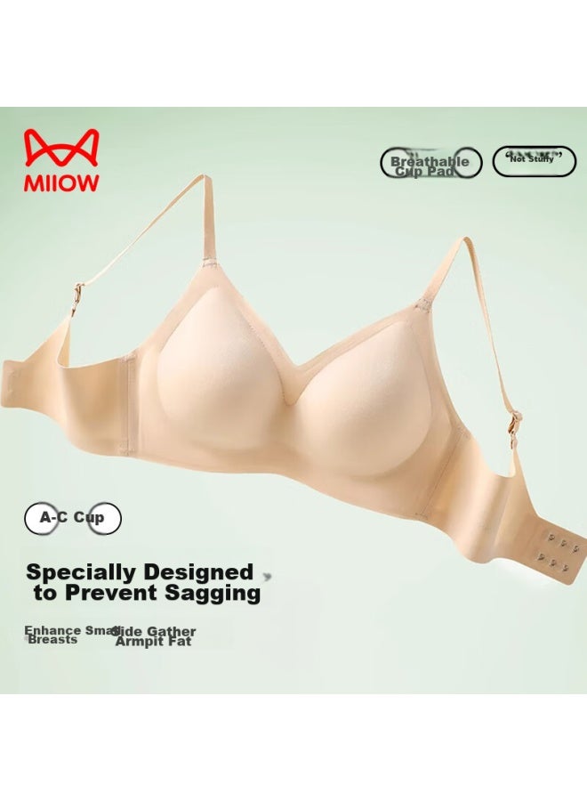 MIIOW Miiow Soft Support Bra For Women, Push-up Bra For Small Breasts, Anti-sagging, Seamless, Wireless, Sexy, Push-up Brassiere, Nude Color, Xl - Image 3