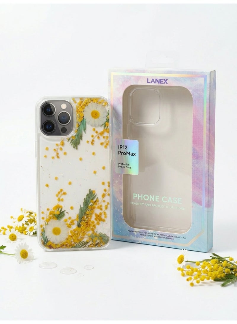 LANEX Clear Case for iPhone 12 Pro Max with Abstract Silver Metallic Design - Shockproof Protective Back Cover - Image 2