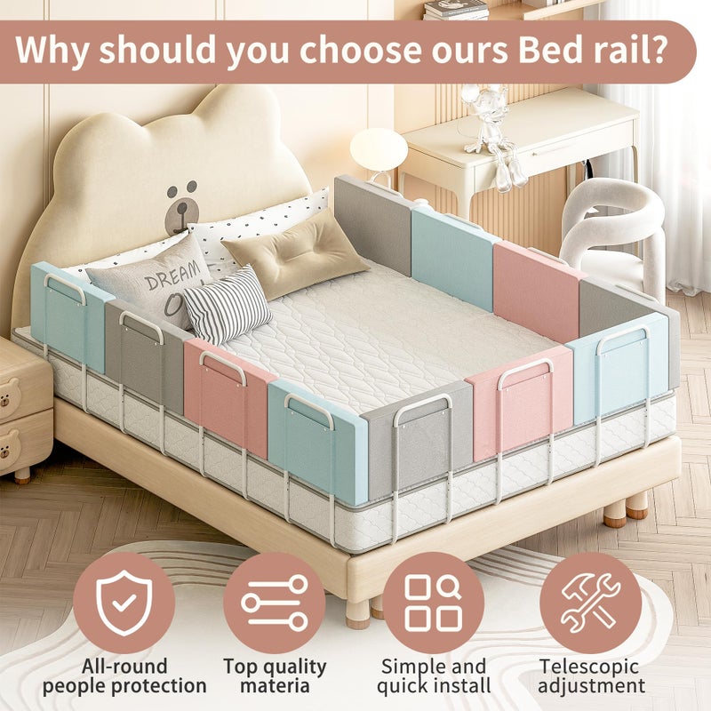 OCBAiLi Bed Rail Guards for Toddlers, Adjustable Bed Rails with Safety, Bed Side Rails for Twin, Full, Queen Bunk Size (Grey, 1 Pack) - Image 2