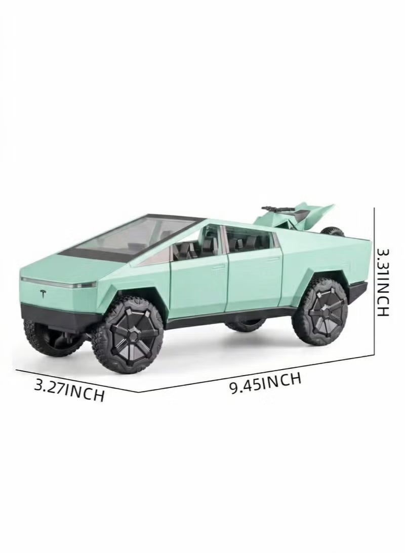 1:24 Scale Tesla Cybertruck Diecast Metal Model Car Toy with Cyberquad ATV | Pull Back Vehicle with LED Lights & Sound | Collectible Pickup Truck Display | Birthday, Eid, Christmas Gift for Kids & Adults - Image 2