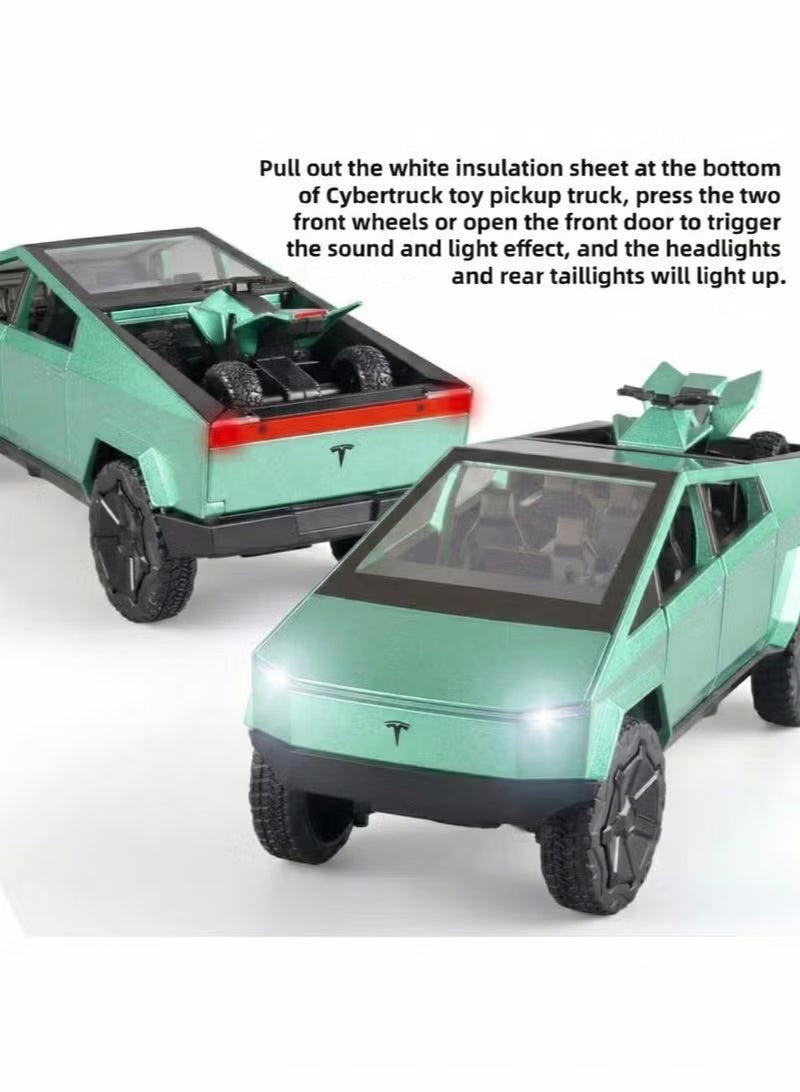 1:24 Scale Tesla Cybertruck Diecast Metal Model Car Toy with Cyberquad ATV | Pull Back Vehicle with LED Lights & Sound | Collectible Pickup Truck Display | Birthday, Eid, Christmas Gift for Kids & Adults - Image 5
