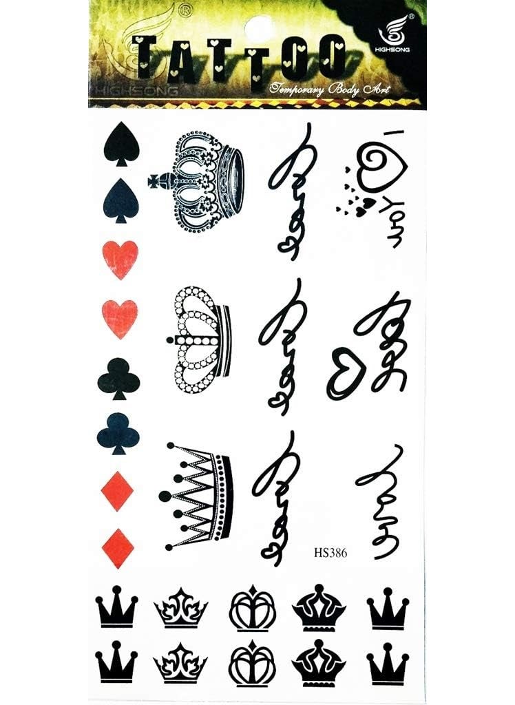 PP TATTOO - 1 Sheet Crown queen red heart font write love Waterproof Tattoo Sexy Fake Stickers Girls Lady Tattoo Body Art - Image 1