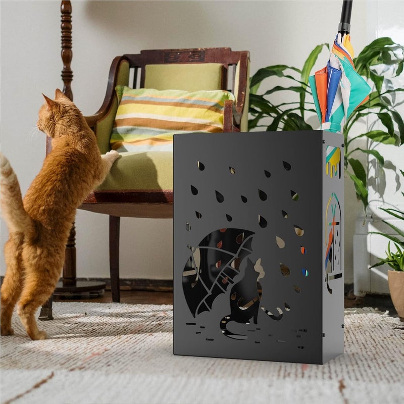 Mango Steam Cat Umbrella Holder Stand for Home or Office Entryways (Raining Cats, Black) - Image 4