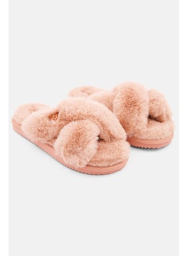 Michael Kors Women Medium Faux Fur Lala Slip On Slippers, Sunset Rose  - Image 1