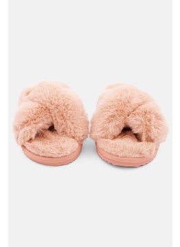 Michael Kors Women Medium Faux Fur Lala Slip On Slippers, Sunset Rose  - Image 3