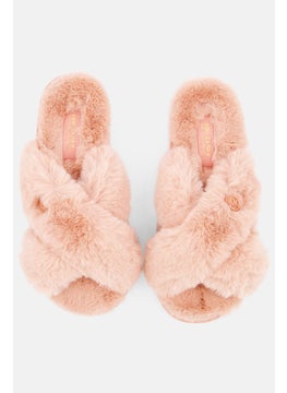 Michael Kors Women Medium Faux Fur Lala Slip On Slippers, Sunset Rose  - Image 4