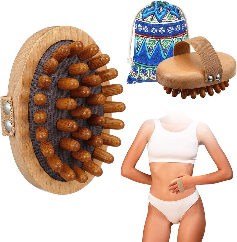2PCS Meridian Pressure Brush Wood Therapy Massage Tool for Belly Fat Meridian Massage Body Brush WoodenMassage Brushes for Body Shaping Muscle Pain Relief Hair Growth