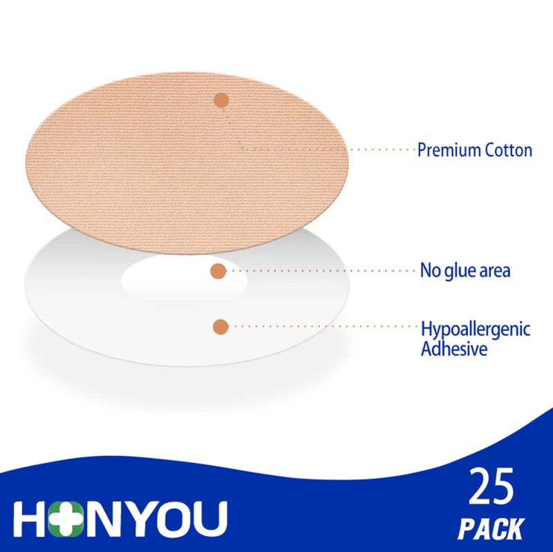 HONYOU 25Pack Freestyle Bandage for Libre 3 Sensor Covers Waterproof 14 Days Overpatch Tape CGM Adhesive Patches Without Hole, Beige - Image 4