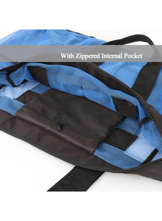 أس تس إل واي اي شنطة شاطئ كبيرة جدا، شنطة توت  حقيبة شاطئ شبكية، حقيبة حمل شاطئ خفيفة الوزن وقابلة للطي مع سحاب وجيوب مثالية لرحلة الشاطئ العائلية للنساء، حقيبة شبكية مضادة للماء والرمل لألعاب الشاطئ（24*18*8.7 inch）,（61*45*22 cm） - Image 5