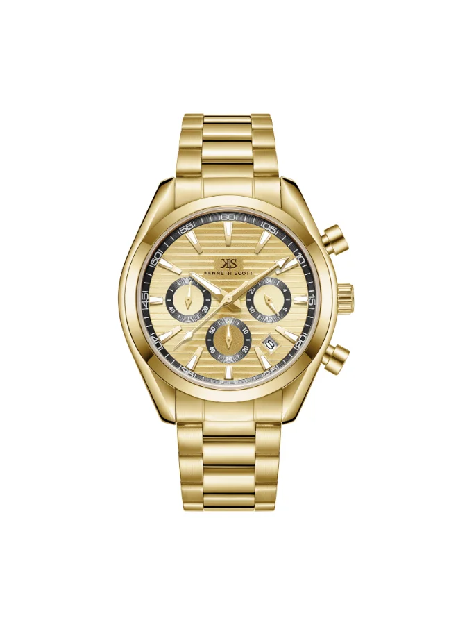 KENNETH SCOTT Men's Stainless Steel Chrono & Multi Function Watch K23150-GBGC - 42 mm