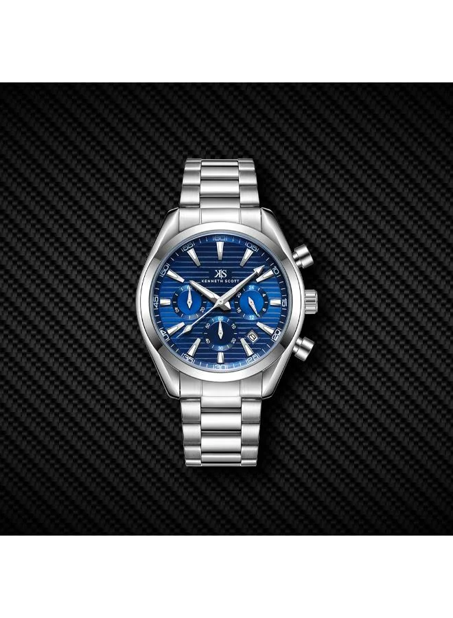 Kenneth Scott  Men's Stainless Steel Chrono & Multi Function Watch K23150-GBGC - 42 mm for Men | Best Price UAE