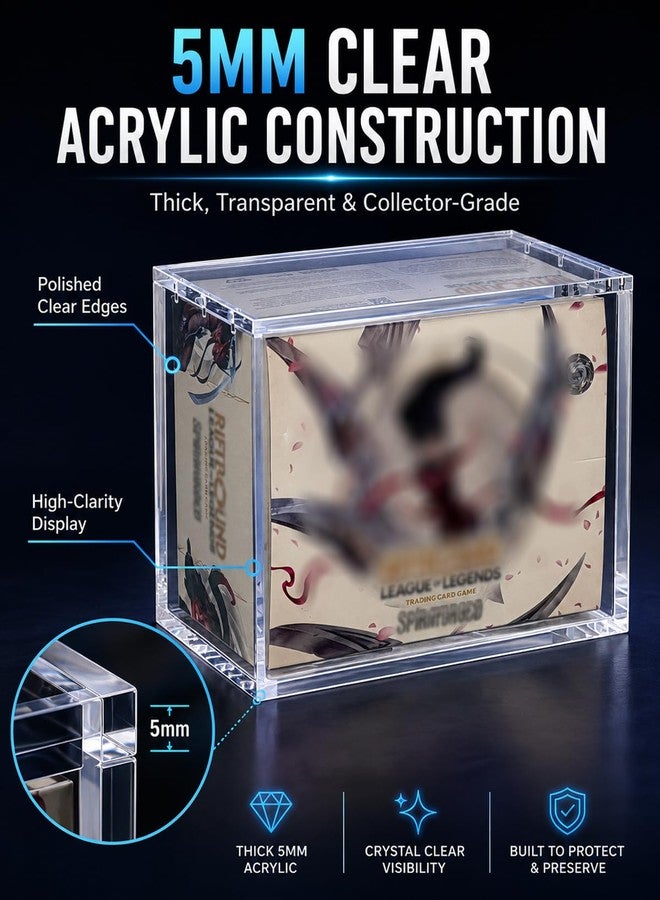 VINJKZQ Acrylic Display Case Compatible with Riftbound TCG Booster Box, Fits Origins, Spiritforged & Unleashed Series Boxes, 5mm Clear Acrylic Magnetic Display Case, Dust & UV Resistant TCG Box Protector - Image 3