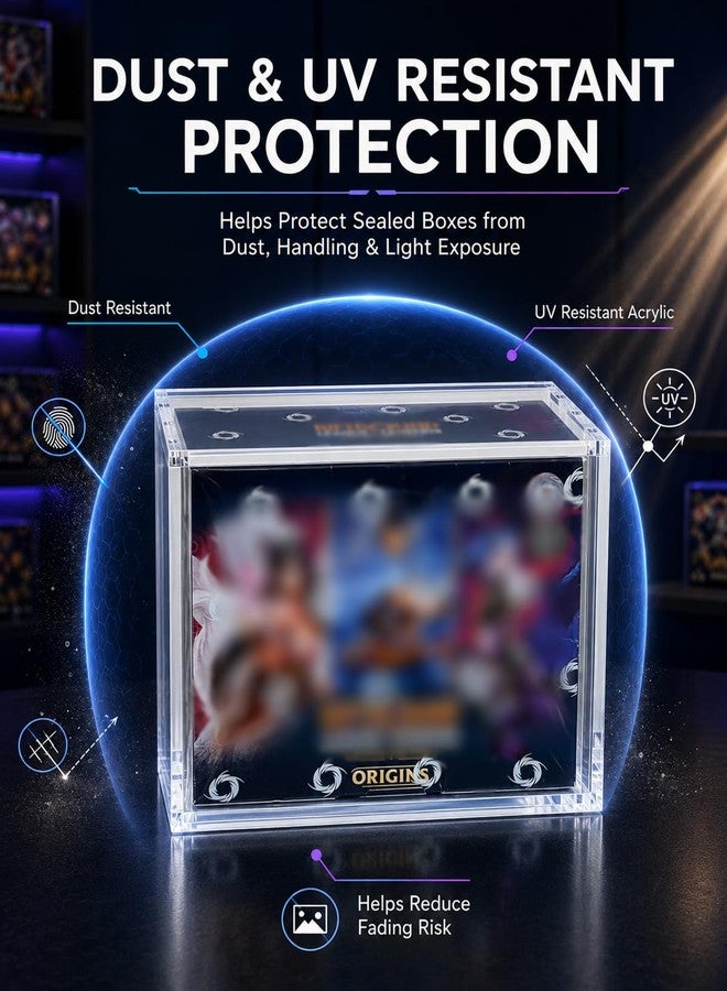 VINJKZQ Acrylic Display Case Compatible with Riftbound TCG Booster Box, Fits Origins, Spiritforged & Unleashed Series Boxes, 5mm Clear Acrylic Magnetic Display Case, Dust & UV Resistant TCG Box Protector - Image 5