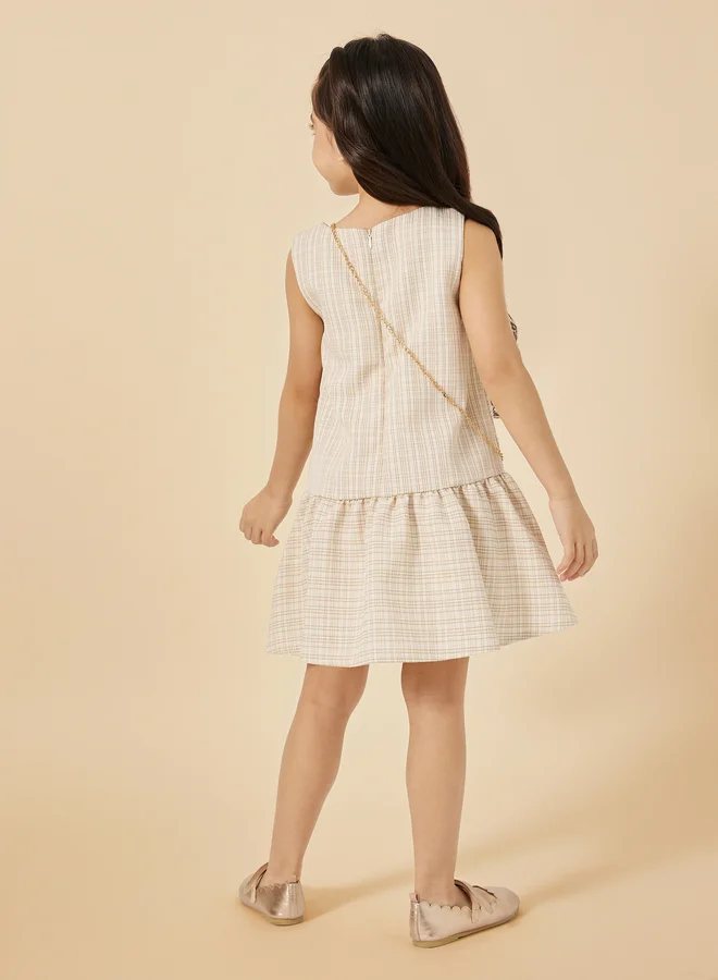 Styli Drop Waist Plaid Dress