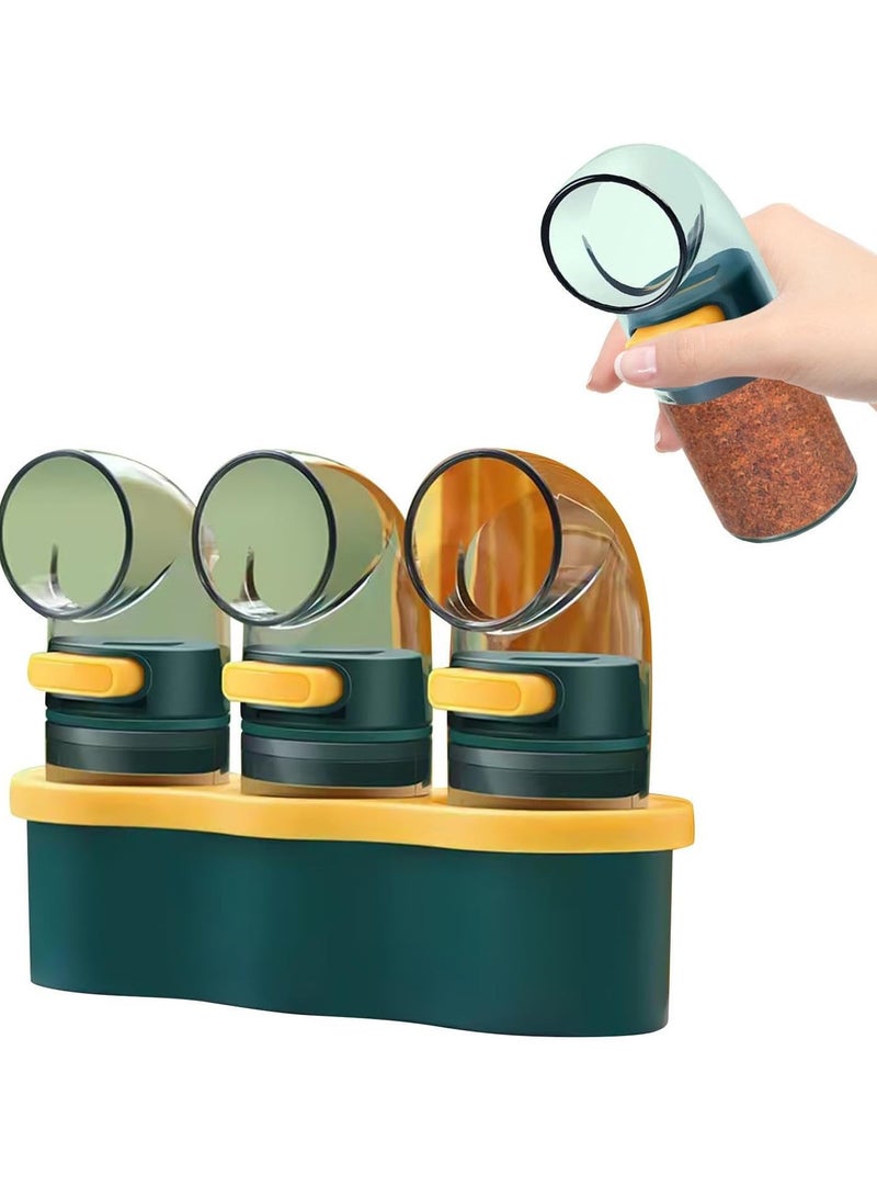 علبة توابل ثلاثية بتصميم دوّار مبتكر مع قاعدة – لحفظ وتنظيم البهارات  - موزع ممتاز للملح والفلفل والتوابل مع اعدادات قابلة للتعديل للتوابل المثالية في مطبخك المنزلي - Image 1