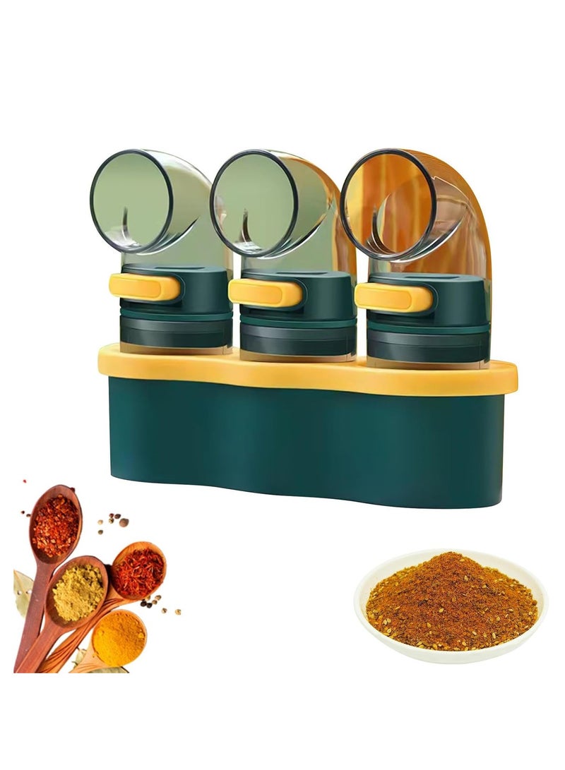 علبة توابل ثلاثية بتصميم دوّار مبتكر مع قاعدة – لحفظ وتنظيم البهارات  - موزع ممتاز للملح والفلفل والتوابل مع اعدادات قابلة للتعديل للتوابل المثالية في مطبخك المنزلي - Image 2