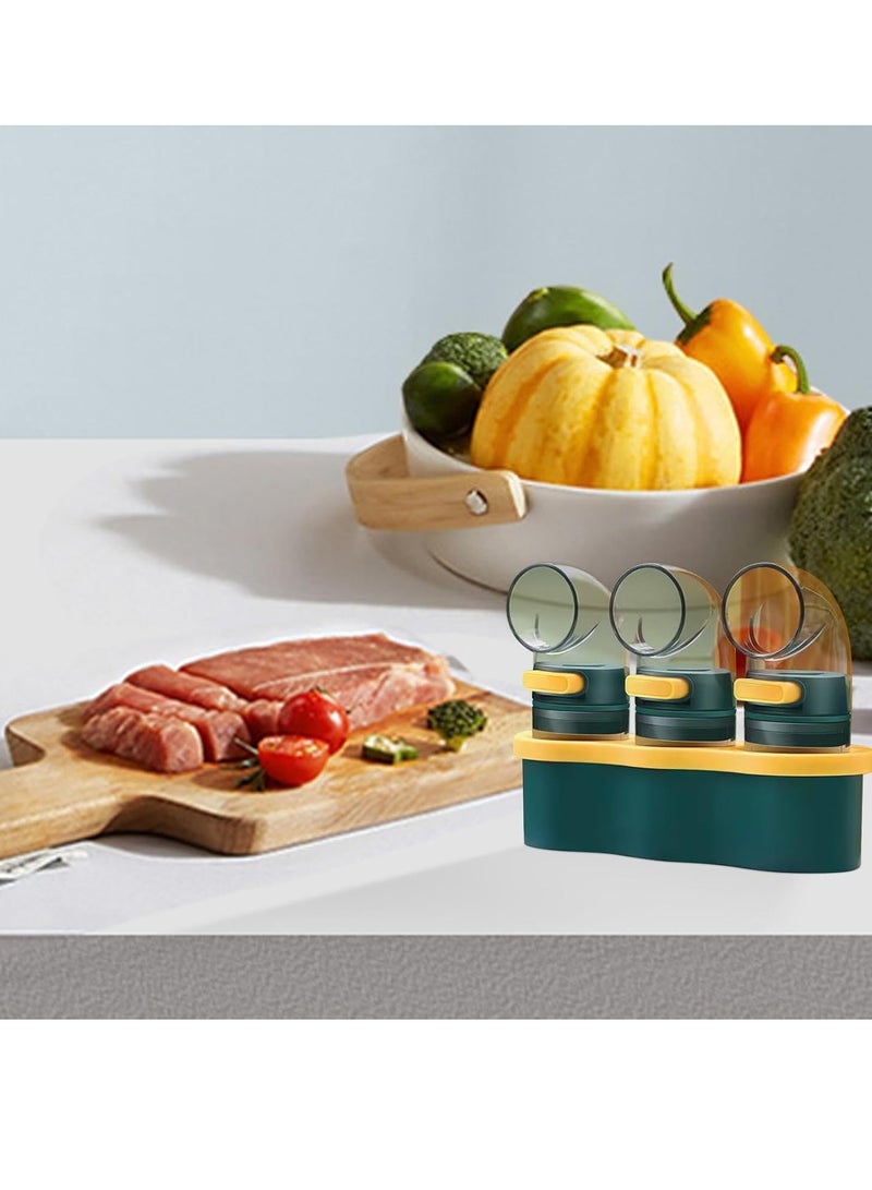 علبة توابل ثلاثية بتصميم دوّار مبتكر مع قاعدة – لحفظ وتنظيم البهارات  - موزع ممتاز للملح والفلفل والتوابل مع اعدادات قابلة للتعديل للتوابل المثالية في مطبخك المنزلي - Image 4