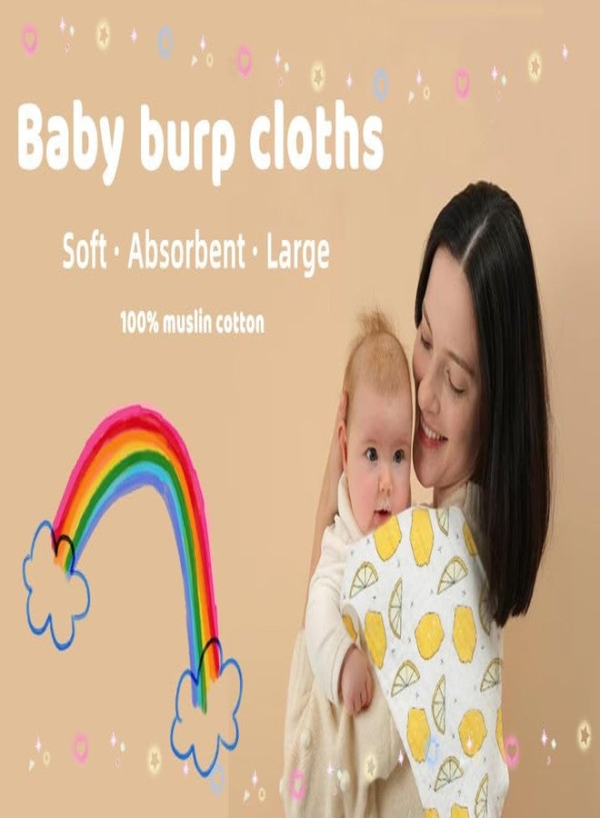 Hugh Ugoli Baby Burp Cloths Set - Large, 6-Layer, Ultra Absorbent 100% Cotton for Baby Spit-Up, Drool, and Messes - Soft, Gentle, Thoughtful New Born Baby Gifts (6, Multicolor-05) - Image 2