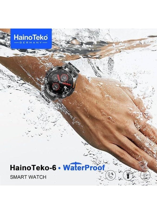 Haino Teko HainoTeko Haino Teko-6 Waterproof Smart Watch with AMOLED Display 3 Pair Strap and In-Built Torch Designed For Mens and Boys - Image 5