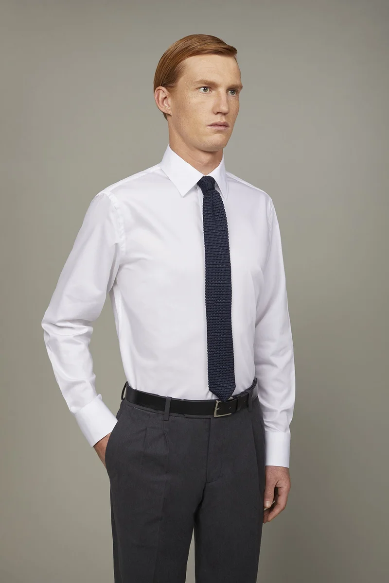 Doppelganger White Men's shirt classic collar 100% cotton twill fabric solid regular fit - White for Men | Best Price UAE