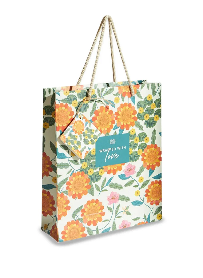 Chumbak  Marigold Gift Bag with Tag, White  | Best Price UAE