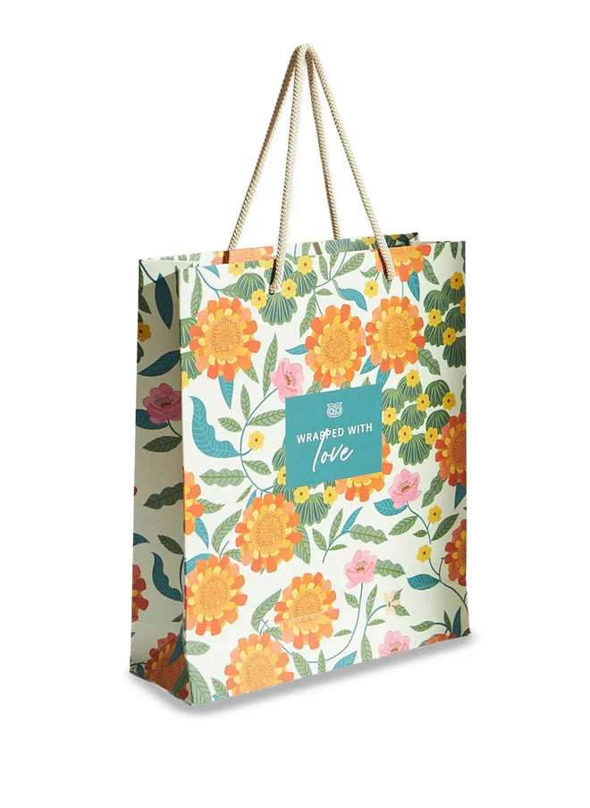 Chumbak  Marigold Gift Bag with Tag, White  | Best Price UAE
